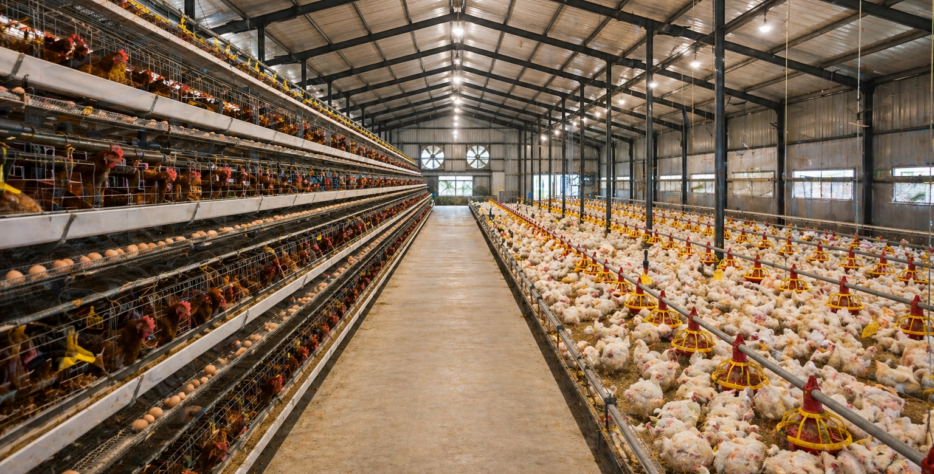 Havengold Farm offers professional poultry farming services focused on both layers and broilers, ensuring a steady supply of fresh eggs and quality chicken. The poultry unit is managed under strict hygiene, proper feeding programs and controlled housing to support healthy growth and high productivity.